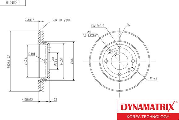 Dynamatrix DBD1418 - Спирачен диск vvparts.bg