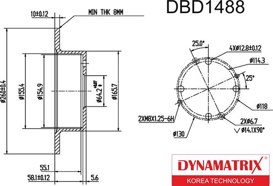 Dynamatrix DBD1488 - Спирачен диск vvparts.bg