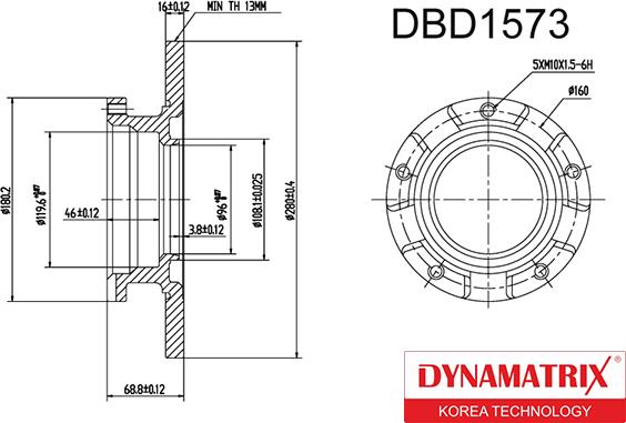 Dynamatrix DBD1573 - Спирачен диск vvparts.bg
