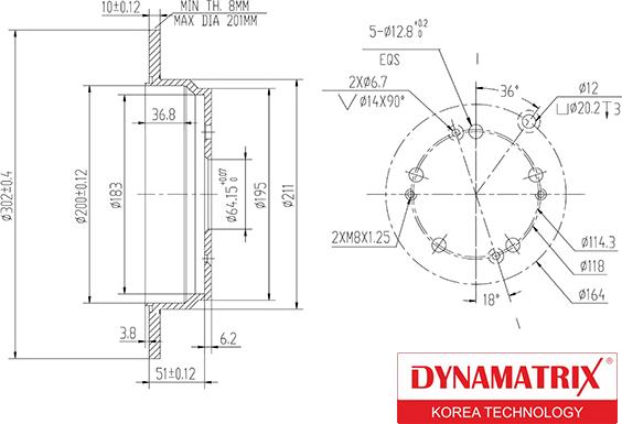 Dynamatrix DBD1608 - Спирачен диск vvparts.bg