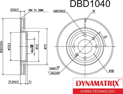 Dynamatrix DBD1040 - Спирачен диск vvparts.bg