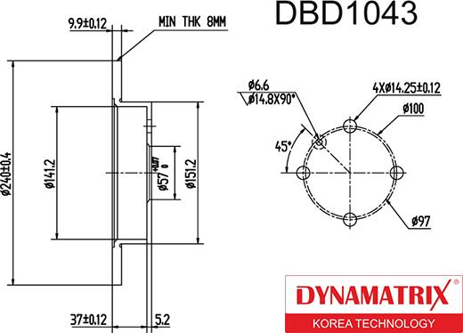 Dynamatrix DBD1043 - Спирачен диск vvparts.bg