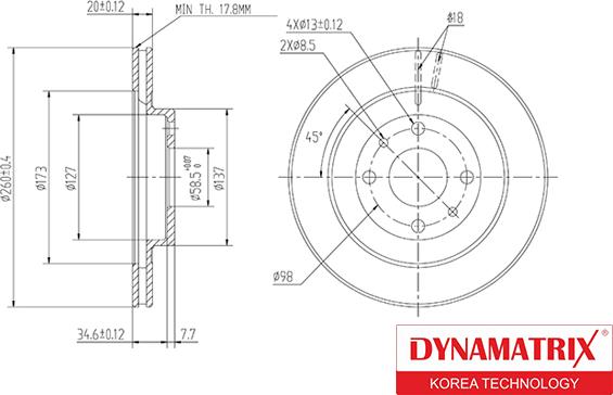 Dynamatrix DBD1147 - Спирачен диск vvparts.bg