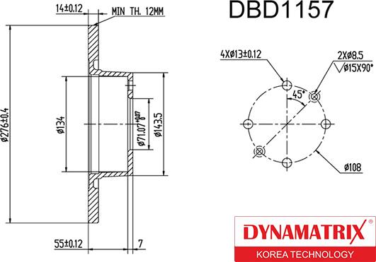 Dynamatrix DBD1157 - Спирачен диск vvparts.bg