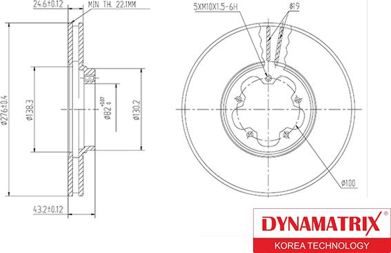 Dynamatrix DBD1113 - Спирачен диск vvparts.bg