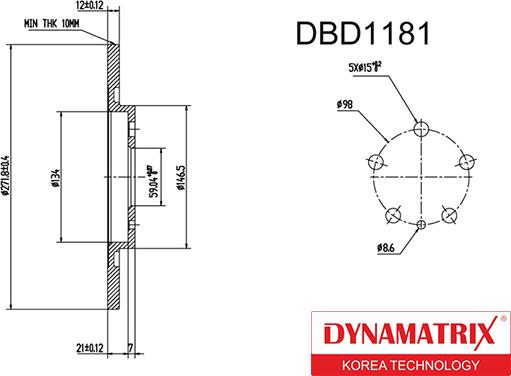 Dynamatrix DBD1181 - Спирачен диск vvparts.bg