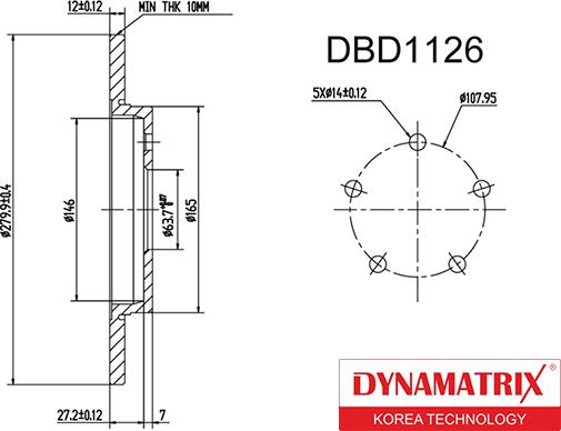 Dynamatrix DBD1126 - Спирачен диск vvparts.bg