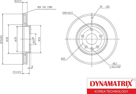 Dynamatrix DBD1869 - Спирачен диск vvparts.bg