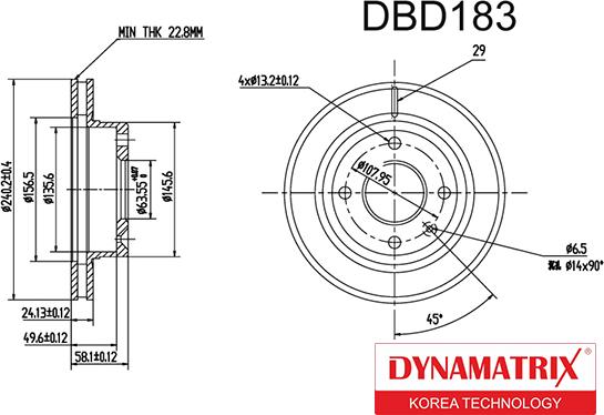 Dynamatrix DBD183 - Спирачен диск vvparts.bg