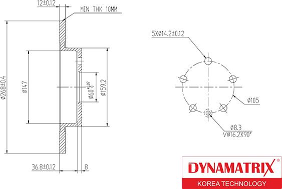 Dynamatrix DBD1872 - Спирачен диск vvparts.bg