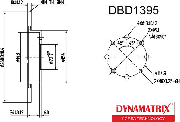 Dynamatrix DBD1395 - Спирачен диск vvparts.bg