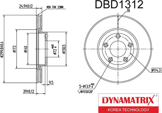 Dynamatrix DBD1312 - Спирачен диск vvparts.bg