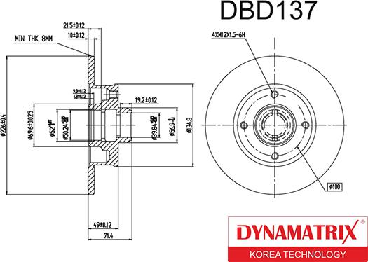 Dynamatrix DBD137 - Спирачен диск vvparts.bg