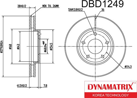 Dynamatrix DBD1249 - Спирачен диск vvparts.bg