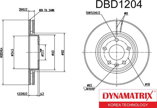 Dynamatrix DBD1204 - Спирачен диск vvparts.bg