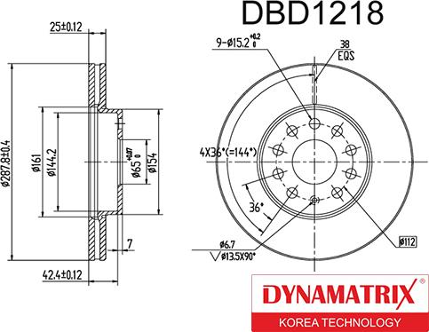 Dynamatrix DBD1218 - Спирачен диск vvparts.bg