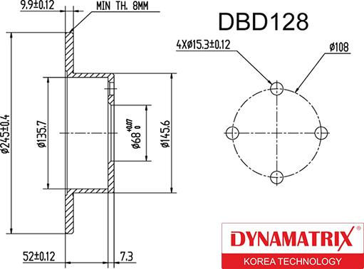 Dynamatrix DBD128 - Спирачен диск vvparts.bg