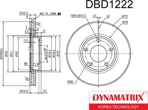 Dynamatrix DBD1222 - Спирачен диск vvparts.bg