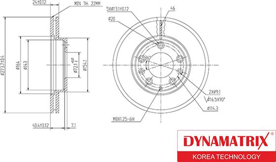 Dynamatrix DBD1278 - Спирачен диск vvparts.bg
