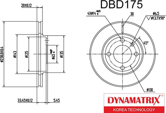 Dynamatrix DBD175 - Спирачен диск vvparts.bg