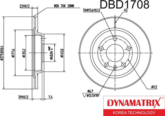 Dynamatrix DBD1708 - Спирачен диск vvparts.bg