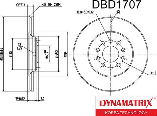 Dynamatrix DBD1707 - Спирачен диск vvparts.bg