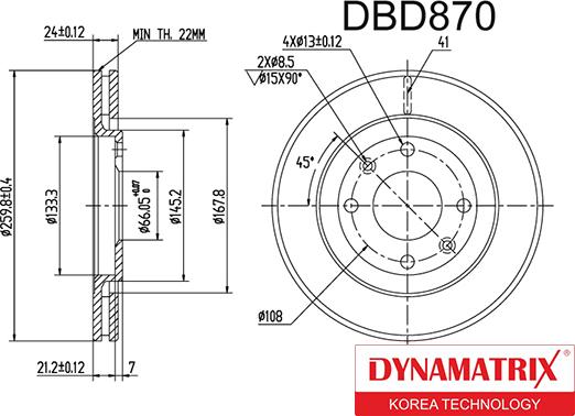 Dynamatrix DBD870 - Спирачен диск vvparts.bg