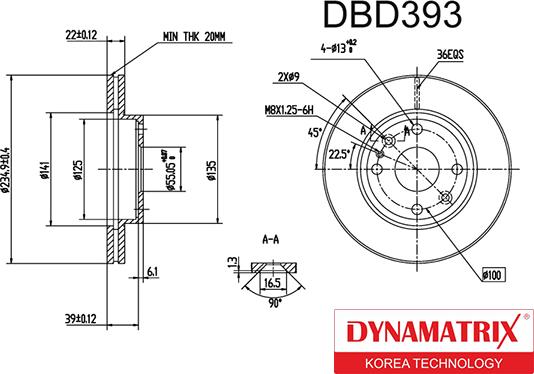 Dynamatrix DBD393 - Спирачен диск vvparts.bg