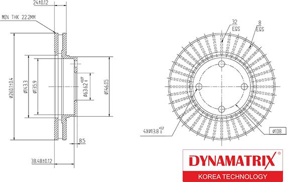 Dynamatrix DBD364F - Спирачен диск vvparts.bg