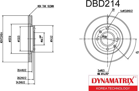 Dynamatrix DBD214 - Спирачен диск vvparts.bg