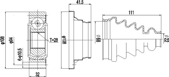 Dynamatrix DCV648002 - Каре комплект, полуоска vvparts.bg