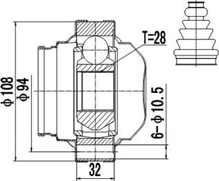 Dynamatrix DCV661041 - Каре комплект, полуоска vvparts.bg