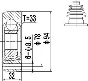 Dynamatrix DCV603004 - Каре комплект, полуоска vvparts.bg