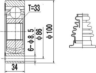 Dynamatrix DCV603003 - Каре комплект, полуоска vvparts.bg