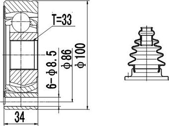 Dynamatrix DCV603011 - Каре комплект, полуоска vvparts.bg