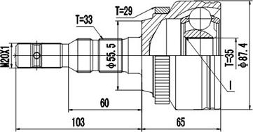 Dynamatrix DCV844065 - Каре комплект, полуоска vvparts.bg