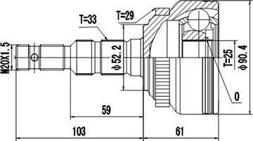 Dynamatrix DCV844006 - Каре комплект, полуоска vvparts.bg