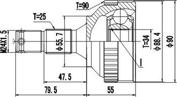 Dynamatrix DCV845004 - Каре комплект, полуоска vvparts.bg