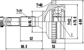 Dynamatrix DCV845033 - Каре комплект, полуоска vvparts.bg