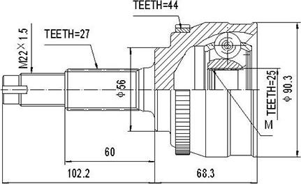 Dynamatrix DCV841184 - Каре комплект, полуоска vvparts.bg