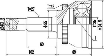 Dynamatrix DCV841137 - Каре комплект, полуоска vvparts.bg