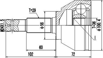 Dynamatrix DCV841249 - Каре комплект, полуоска vvparts.bg