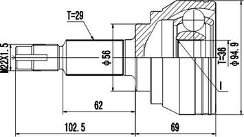 Dynamatrix DCV841232 - Каре комплект, полуоска vvparts.bg