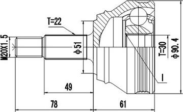 Dynamatrix DCV853007 - Каре комплект, полуоска vvparts.bg