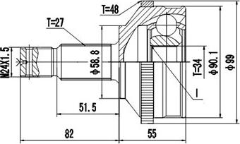 Dynamatrix DCV810059 - Каре комплект, полуоска vvparts.bg