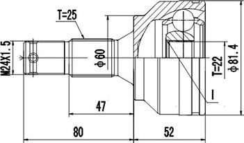 Dynamatrix DCV810025 - Каре комплект, полуоска vvparts.bg