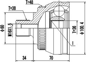 Dynamatrix DCV818025 - Каре комплект, полуоска vvparts.bg