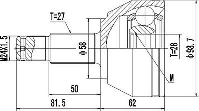 Dynamatrix DCV817044 - Каре комплект, полуоска vvparts.bg