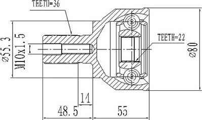 Dynamatrix DCV834015 - Каре комплект, полуоска vvparts.bg