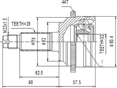 Dynamatrix DCV834084 - Каре комплект, полуоска vvparts.bg